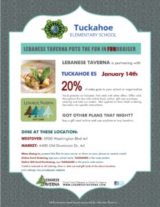 Flyer with a picture of Lebanese food