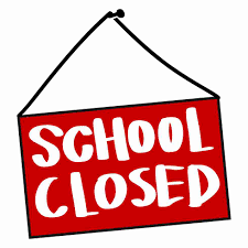 Red sign that says "school closed"