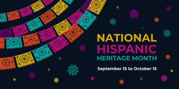 Purple background with hispanic flags