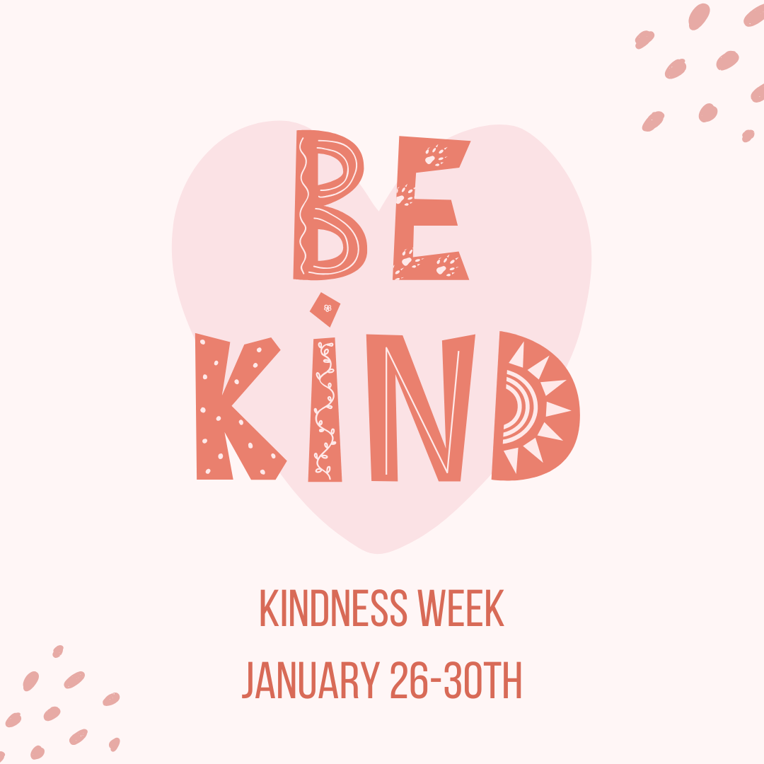Pink image with heart and "Be Kind" message